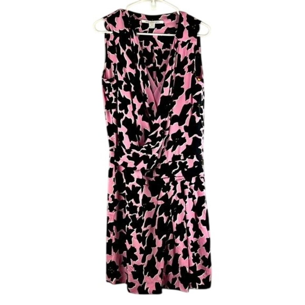 NWT Leyden Floral Dress elastic neckline cuffs Size L Pink Green Orange